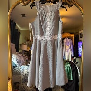 London Times Black and White Striped Dress